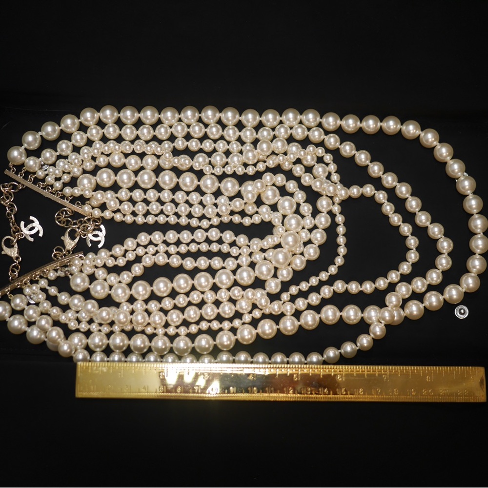 CHANEL MULTIPLE PEARL LAYERED CHOKER NECKLACE